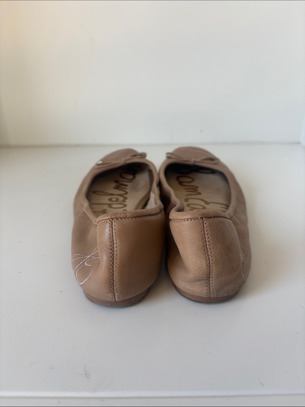 Sam Edelman Taupe Leather Bow Ballet Flats - Picture 3 of 4
